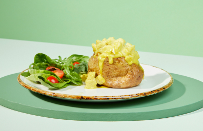 Jacket potato with coronation chicken