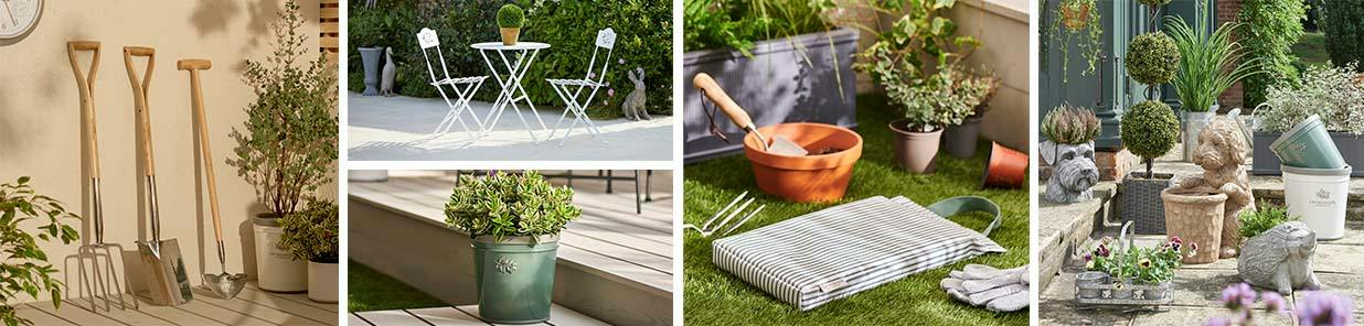 Solid wooden furniture and heritage-inspired garden tools to make you feel like you're cultivating the garden at Downton (even if it's just a window box!)