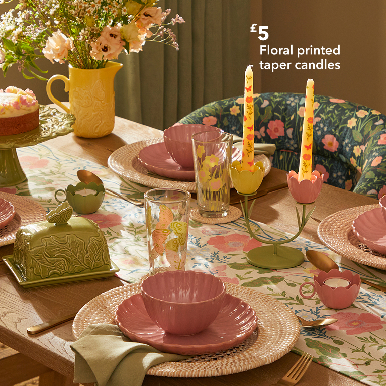 Floral printed taper candles £5