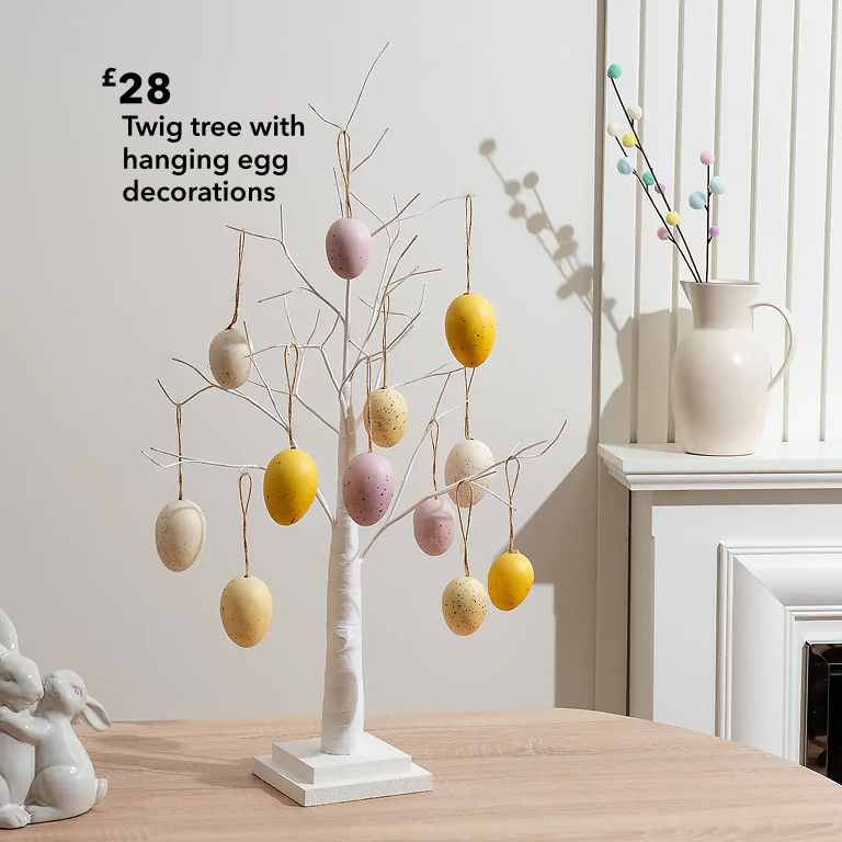 Twig tree with hanging egg decorations £28