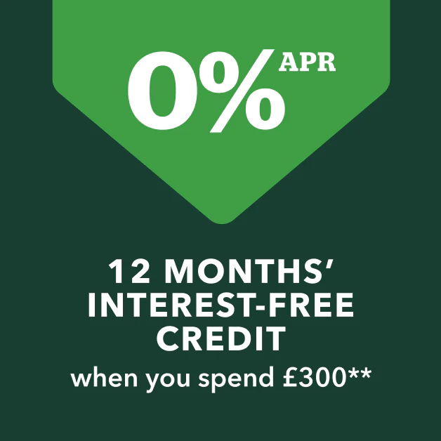 0% APR. 12 MONTHS’
INTEREST-FREE CREDIT. When you spend £300**