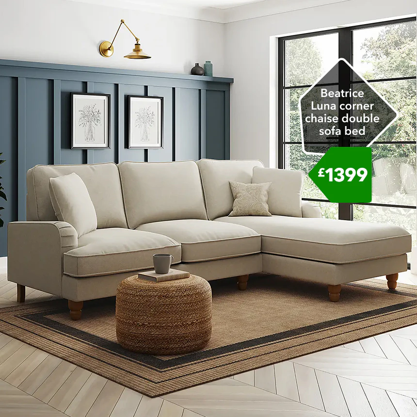 Beatrice
Luna corner
chaise double
sofa bed £1399