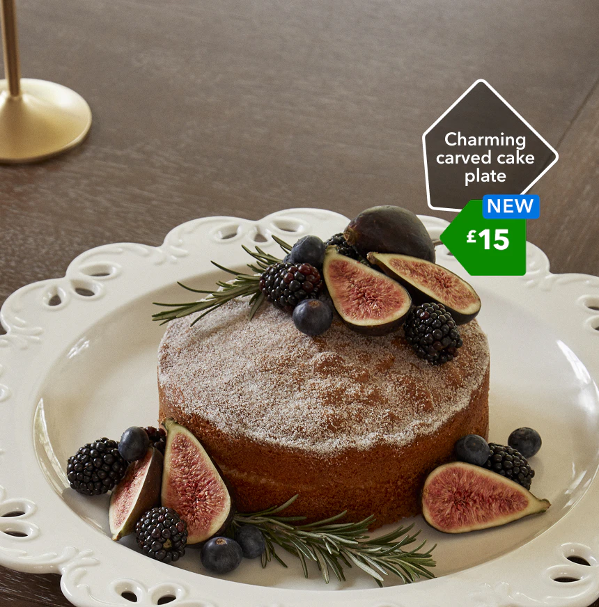Charming carved cake plate £15
