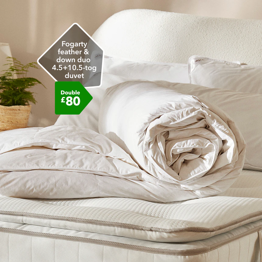 Fogarty
feather & down duo 4.5+10.5-tog
double duvet £80