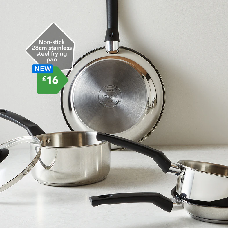 Non-stick
28cm stainless
steel frying
pan £16