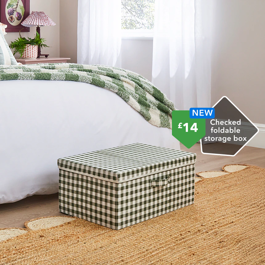 Checked foldable storage box £14