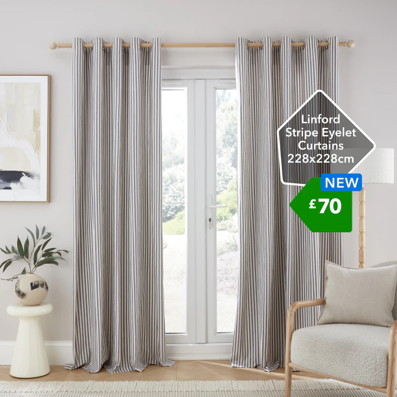 Linford Stripe Eyelet Curtains 228x228cm