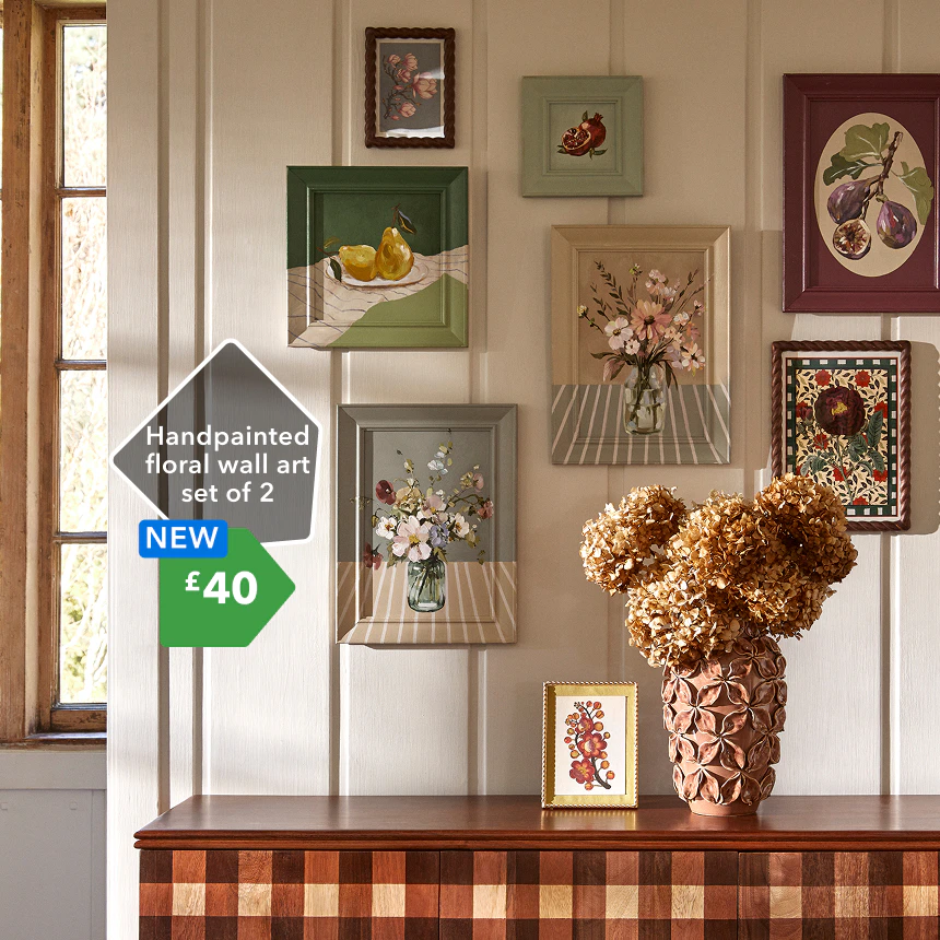 Handpainted floral wall art set of 2 £40