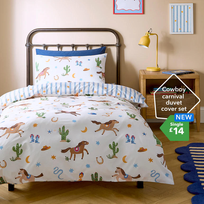 Cowboy carnival single duvet cover set £14