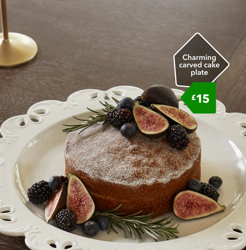 Charming carved cake plate £15