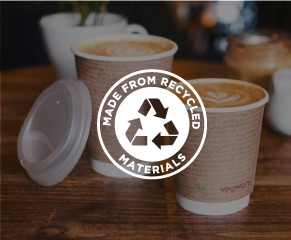 Our takeaway hot drink cups are made from durable plant-based and compostable materials