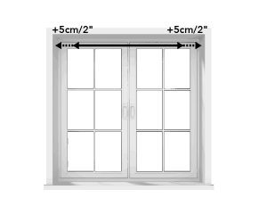 Add at least 10cm (4") to the total width to allow a 5cm (2") overlap on either side of the window for good coverage and to block out light effectively.