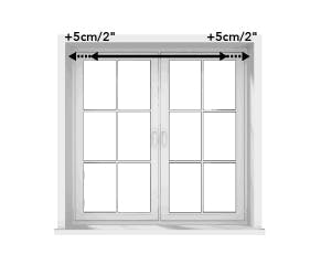Add at least 10cm (4") to the total width to allow a 5cm (2") overlap on either side of the window for good coverage and to block out light effectively.