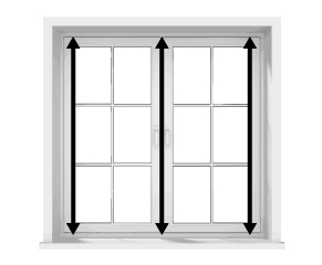 Measure the drop of the window from the top of the window, to your chosen finishing point. Do this in 3 equal points across the window and take the smallest size.