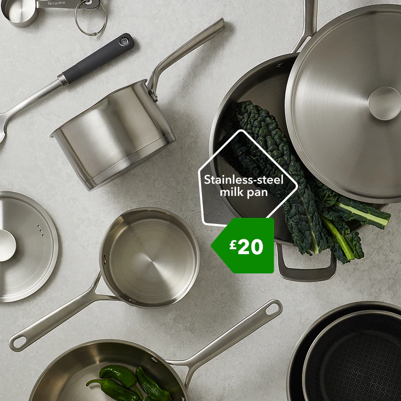 Stainless-steel milk pan £20