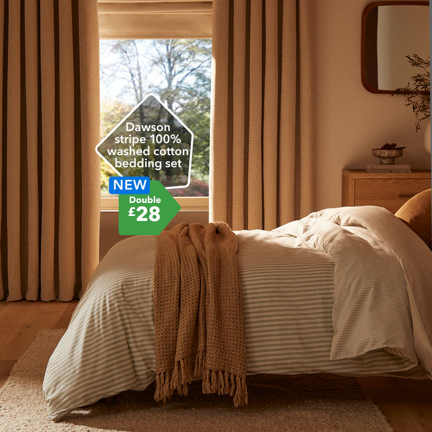 Dawson stripe 100% washed cotton bedding set - Double £28