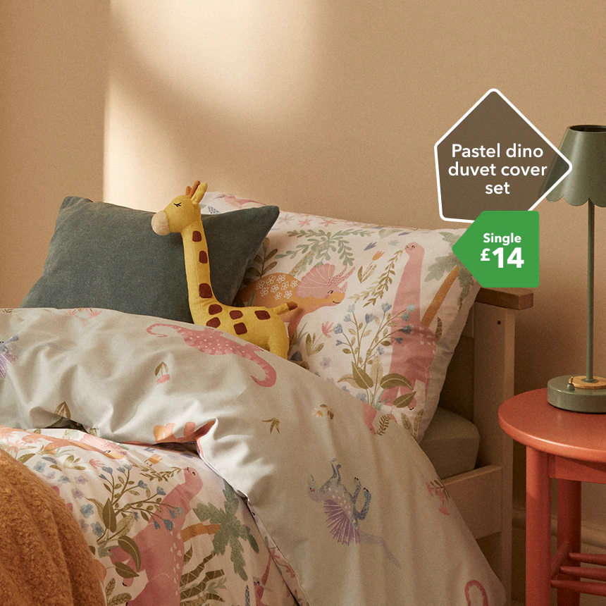Pastel dino duvet cover set single £14