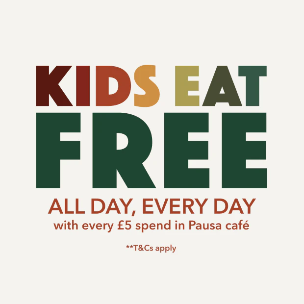 Kids eat free with every £5 spent In Pausa café*