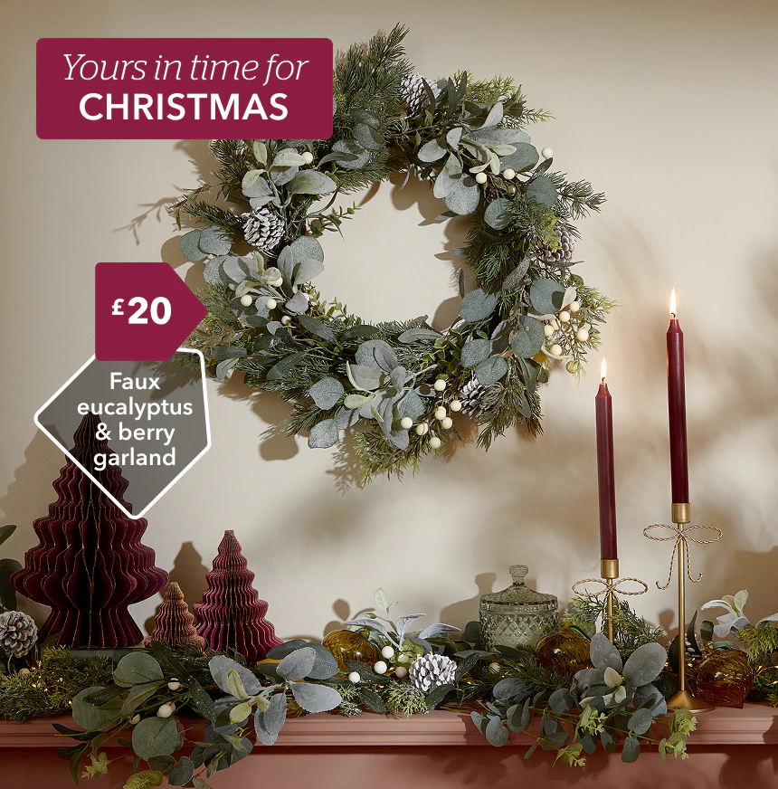 Faux eucalyptus & berry garland £20