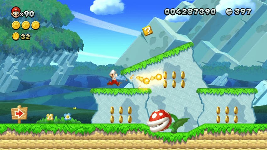 The opening level of Super Mario Bros U. Deluxe
