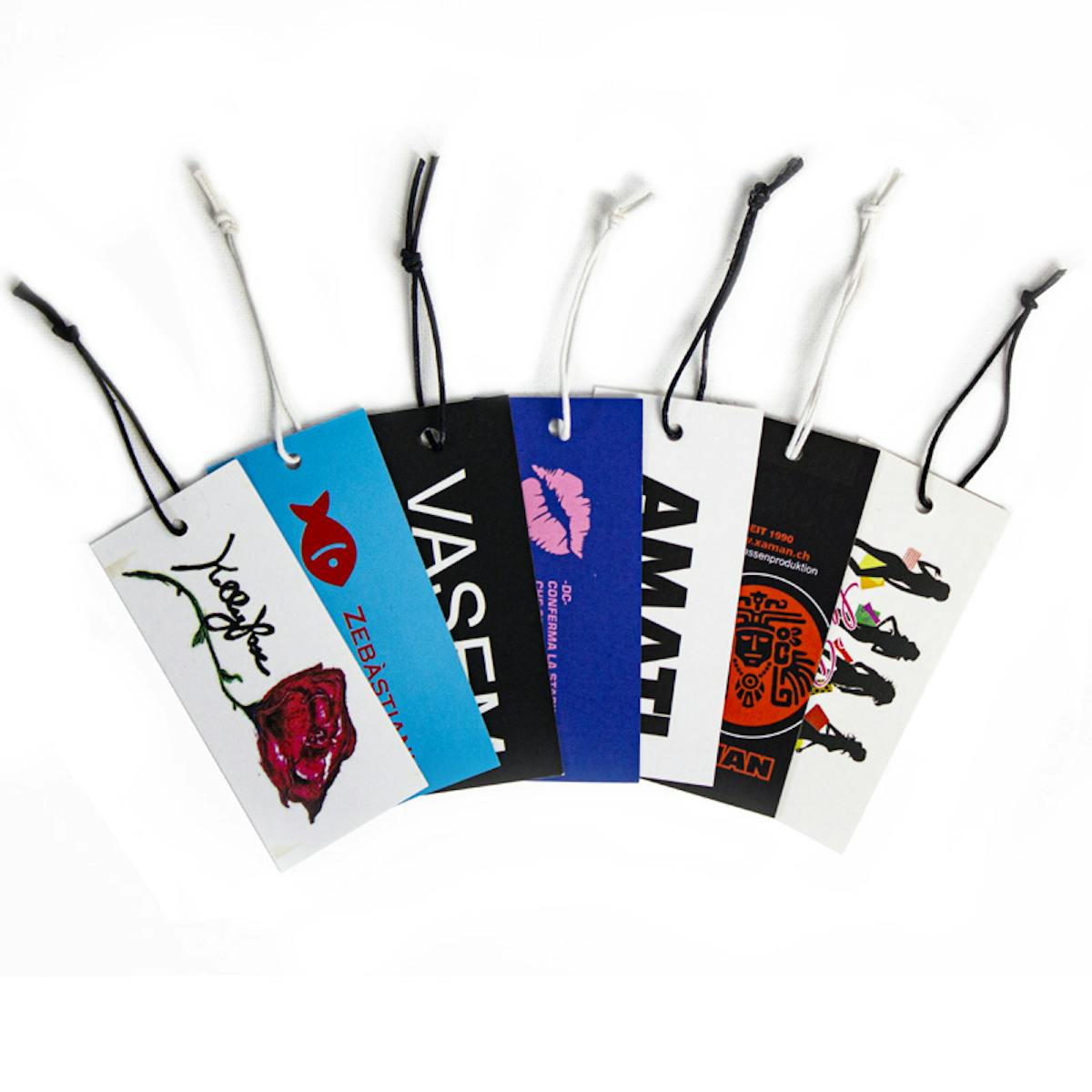An assortment of Hang Tags splayed out in an arrangement An assortment of Hang Tags splayed out in an arrangement