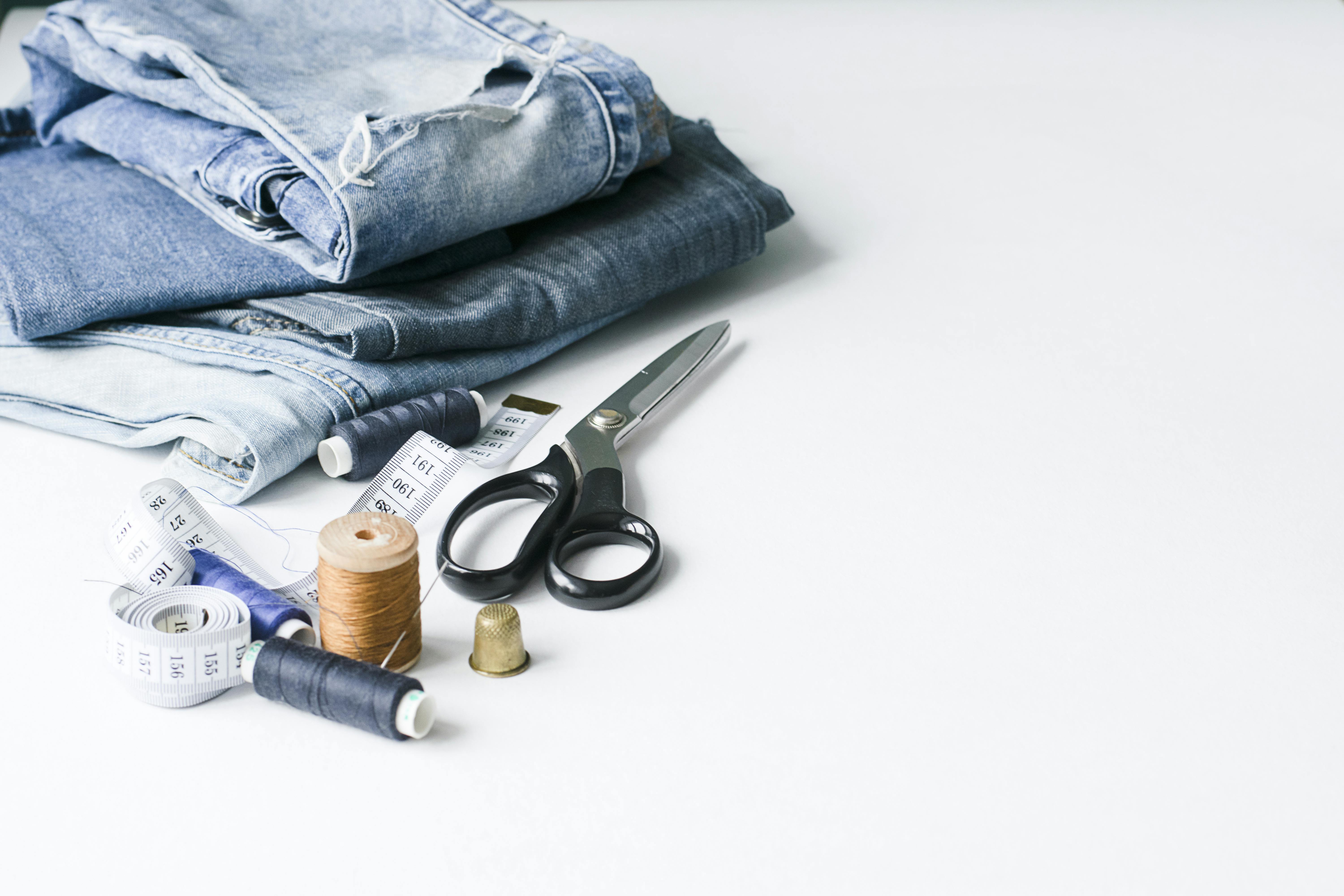  supplies needed for sewing and ripping jeans