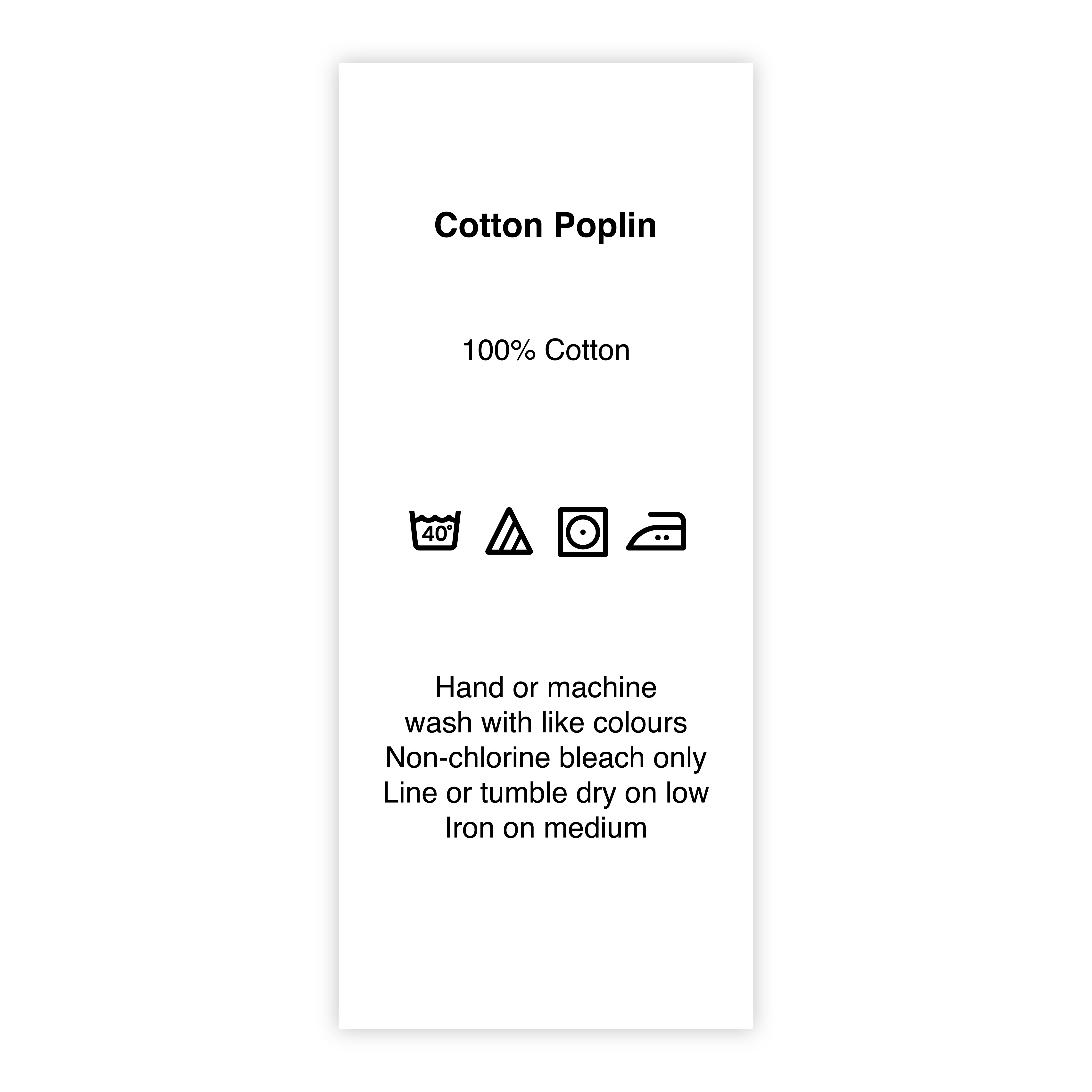  cotton poplin laundry care label