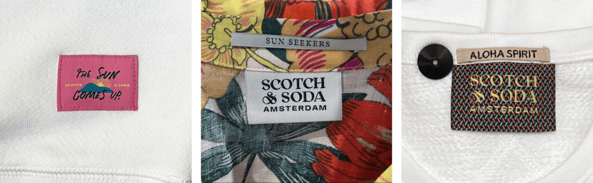  Scotch and Soda bunte Kleidungsetiketten