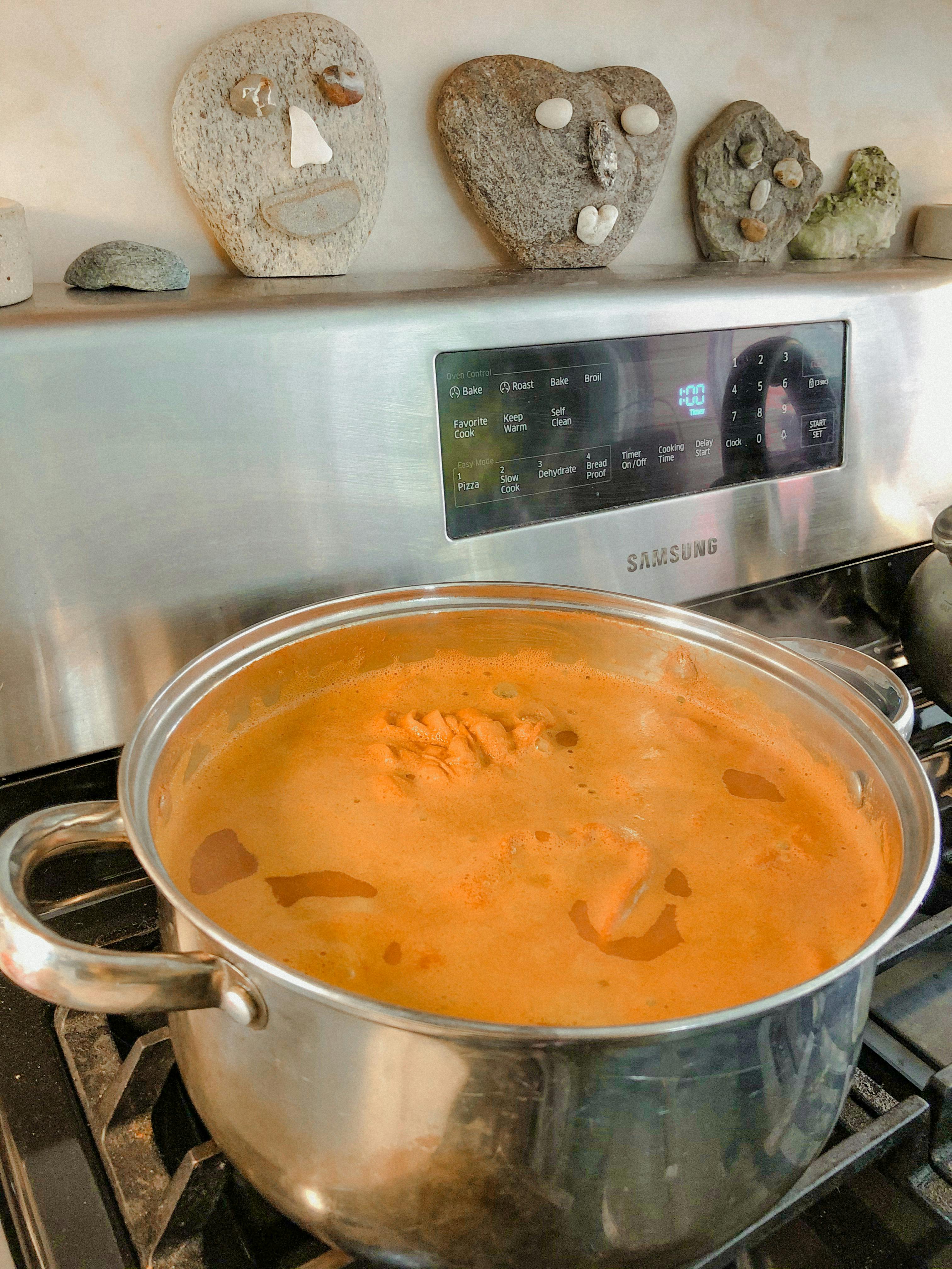  Turmeric dye bath heating up on the stove