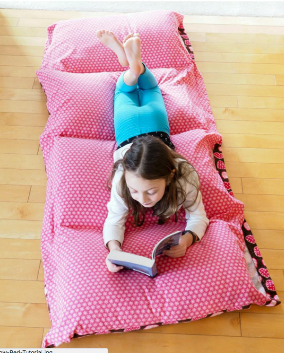 A portable bed created from pillow cases A portable bed created from pillow cases