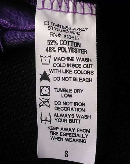  Étiquette de lavage avec des symboles surprenants