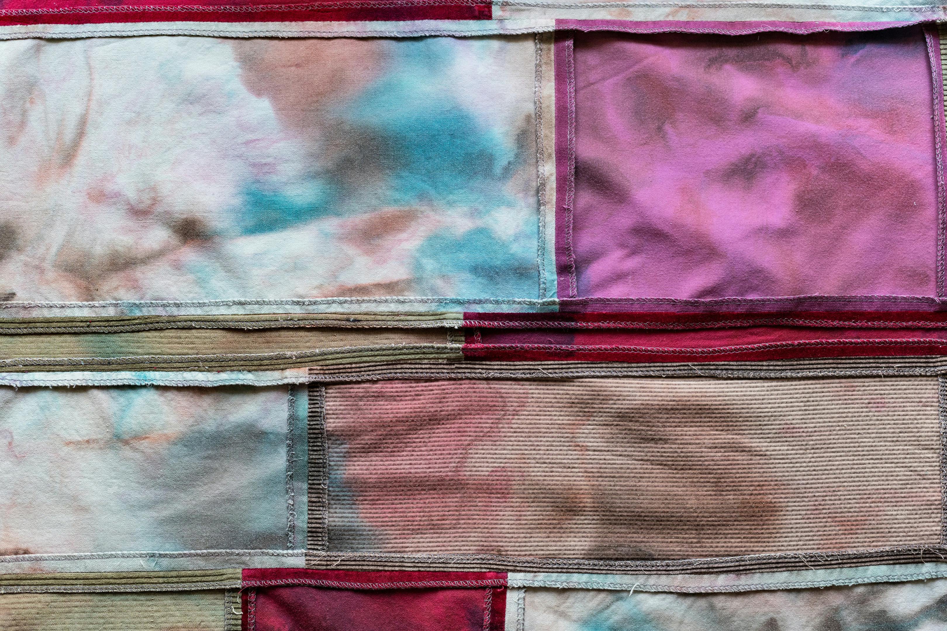 underside of velvet patchwork with hems showing