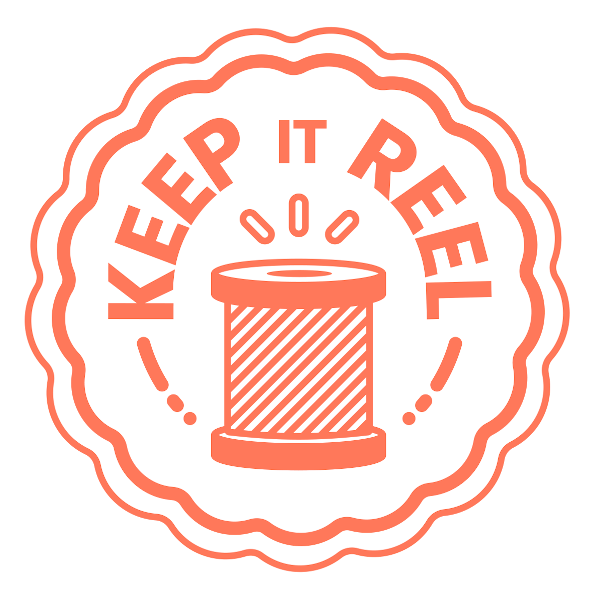 Keep It Reel custom shape woven iron-on label Keep It Reel custom shape woven iron-on label