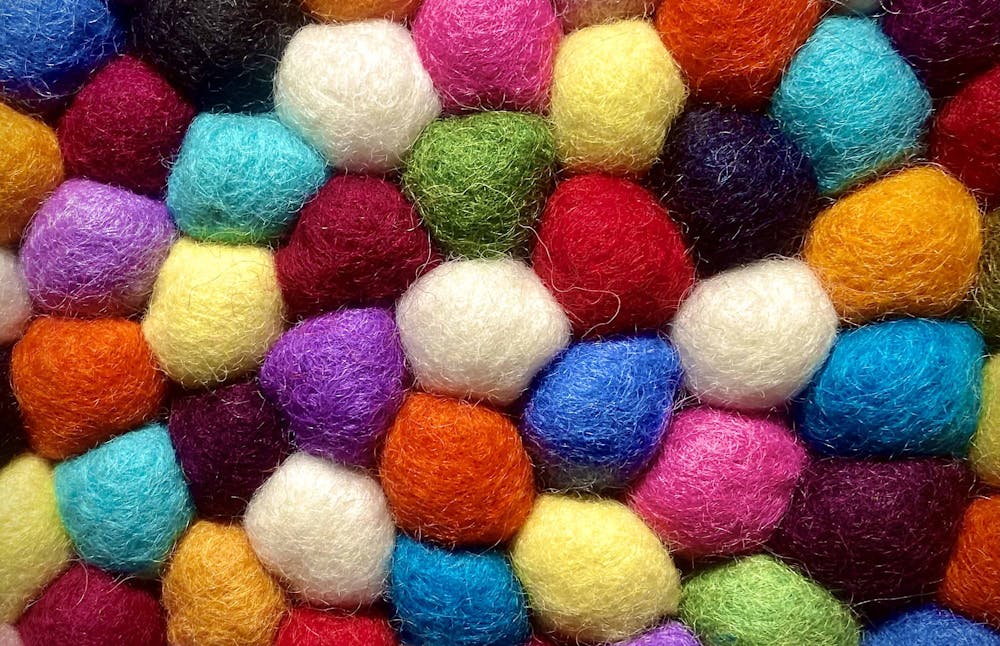  Close up of colourful balls of felt