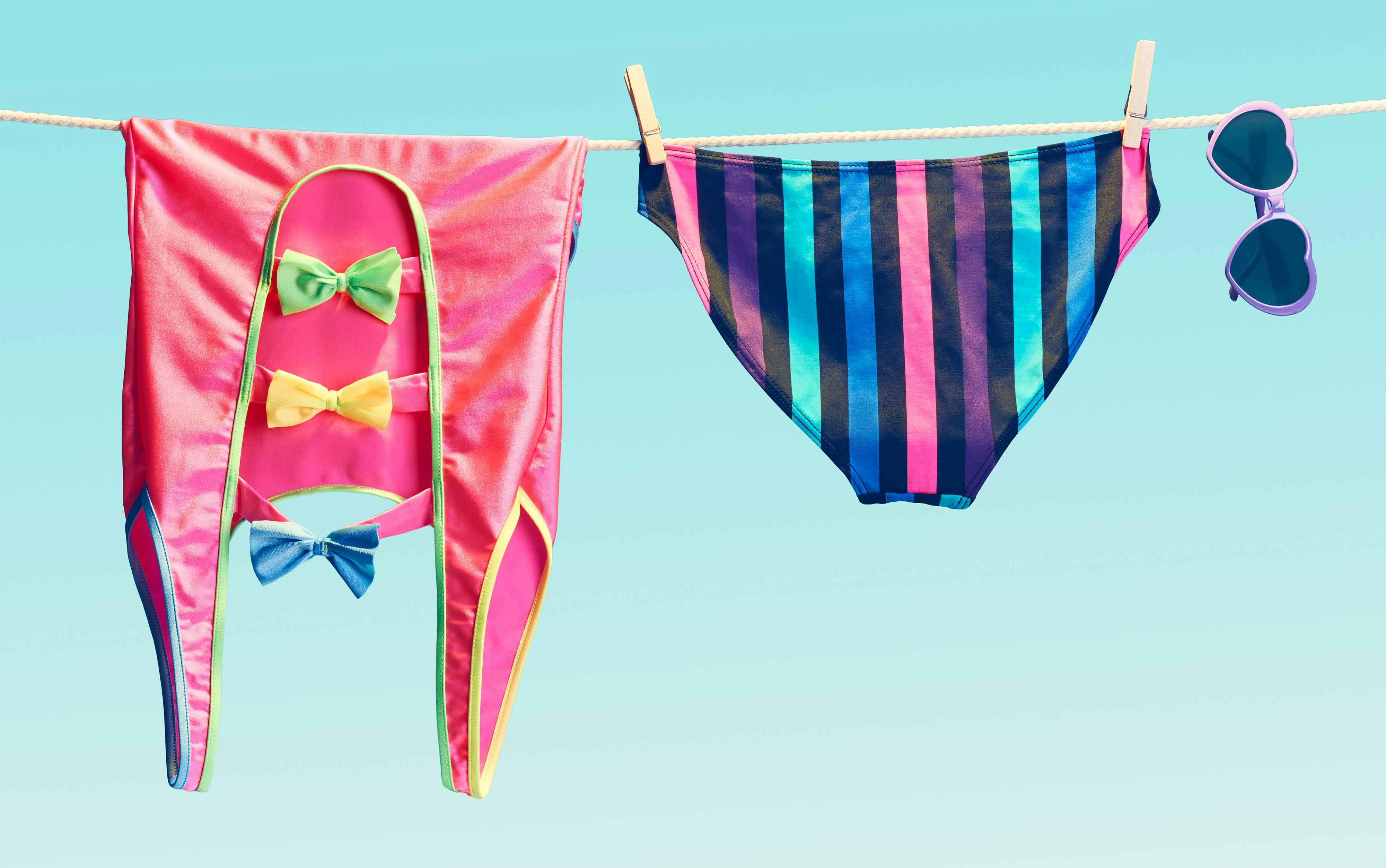  swimwear on clothes line