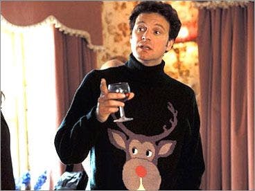  bridget jones&#039;s diary scene featuring an ugly christmas sweater