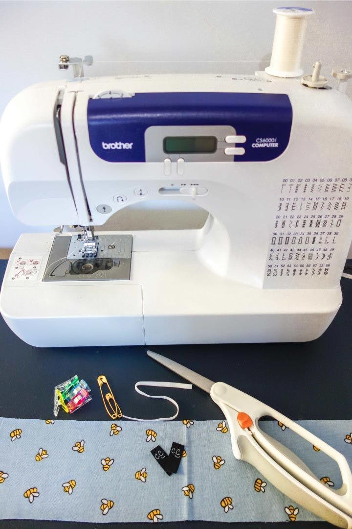  sewing machine and materials for scrunchie
