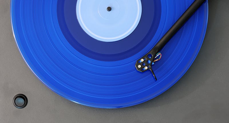 A turntable playing a record