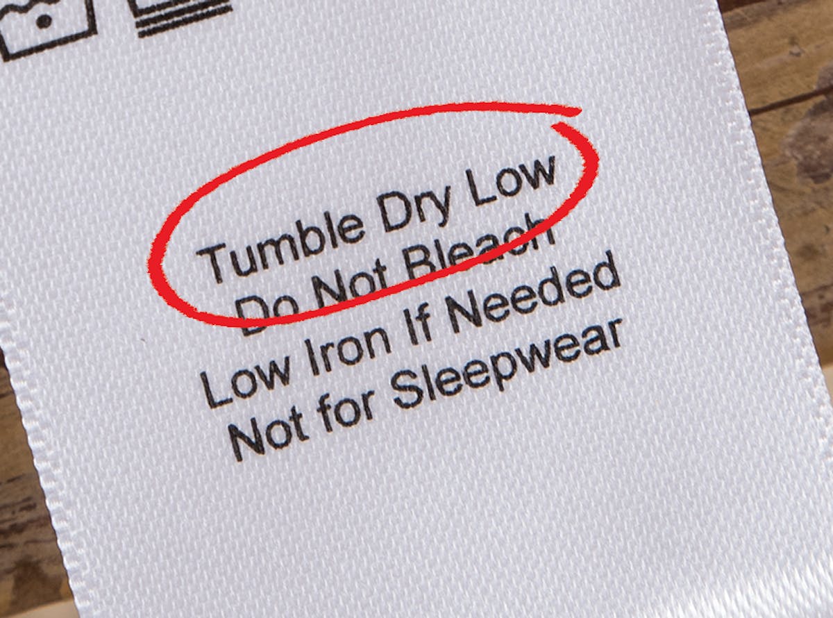 Tumble Dry Low label