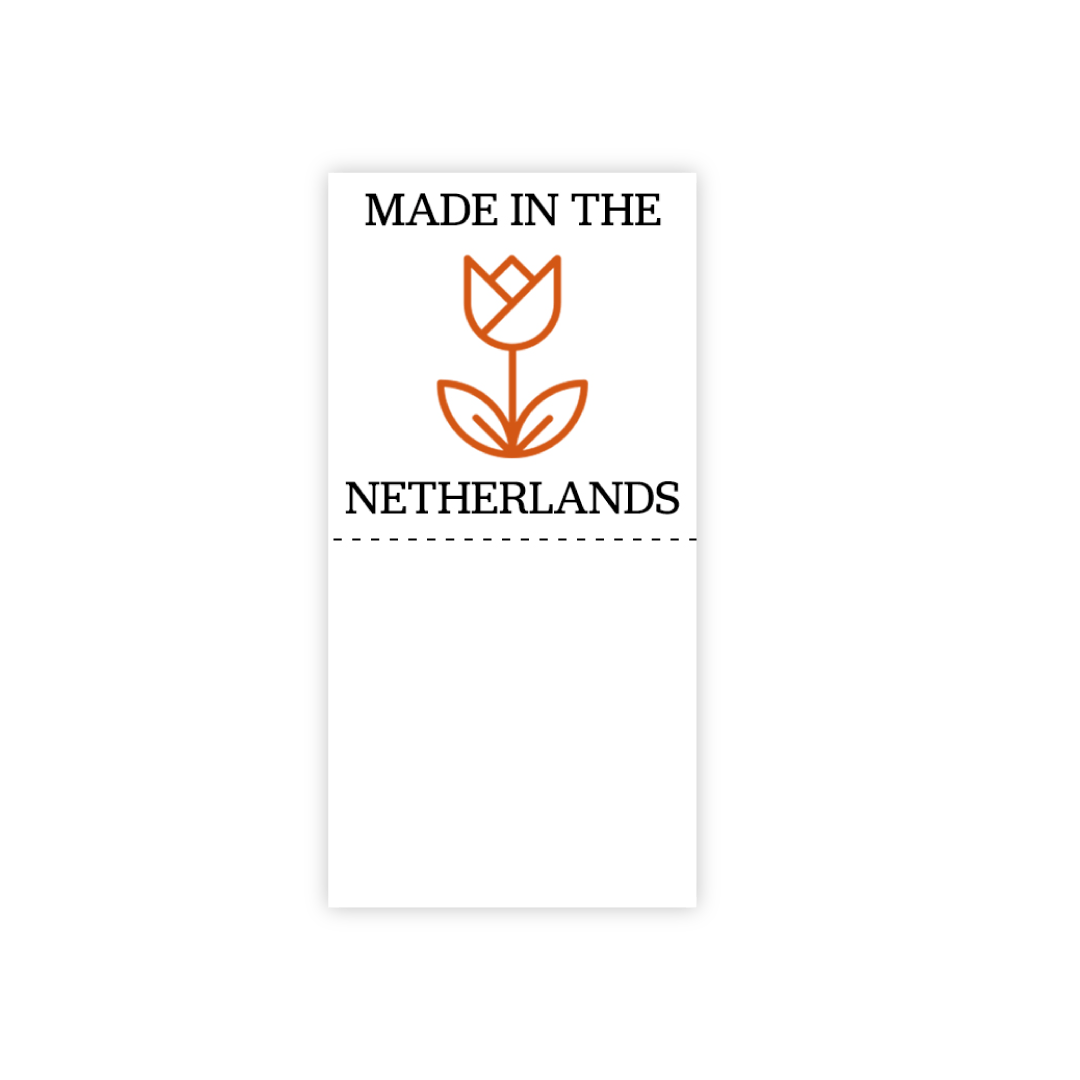  Étiquette tissée à coudre pré-fabriquée Made In The Netherlands