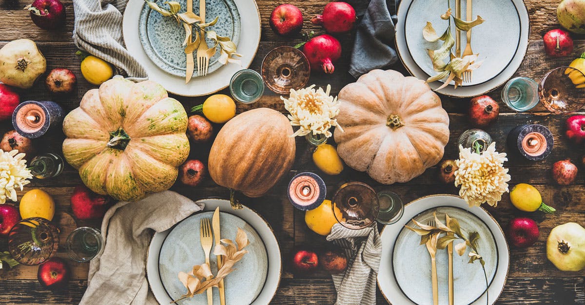 Thanksgiving tablescape inspiration with set table Thanksgiving tablescape inspiration with set table