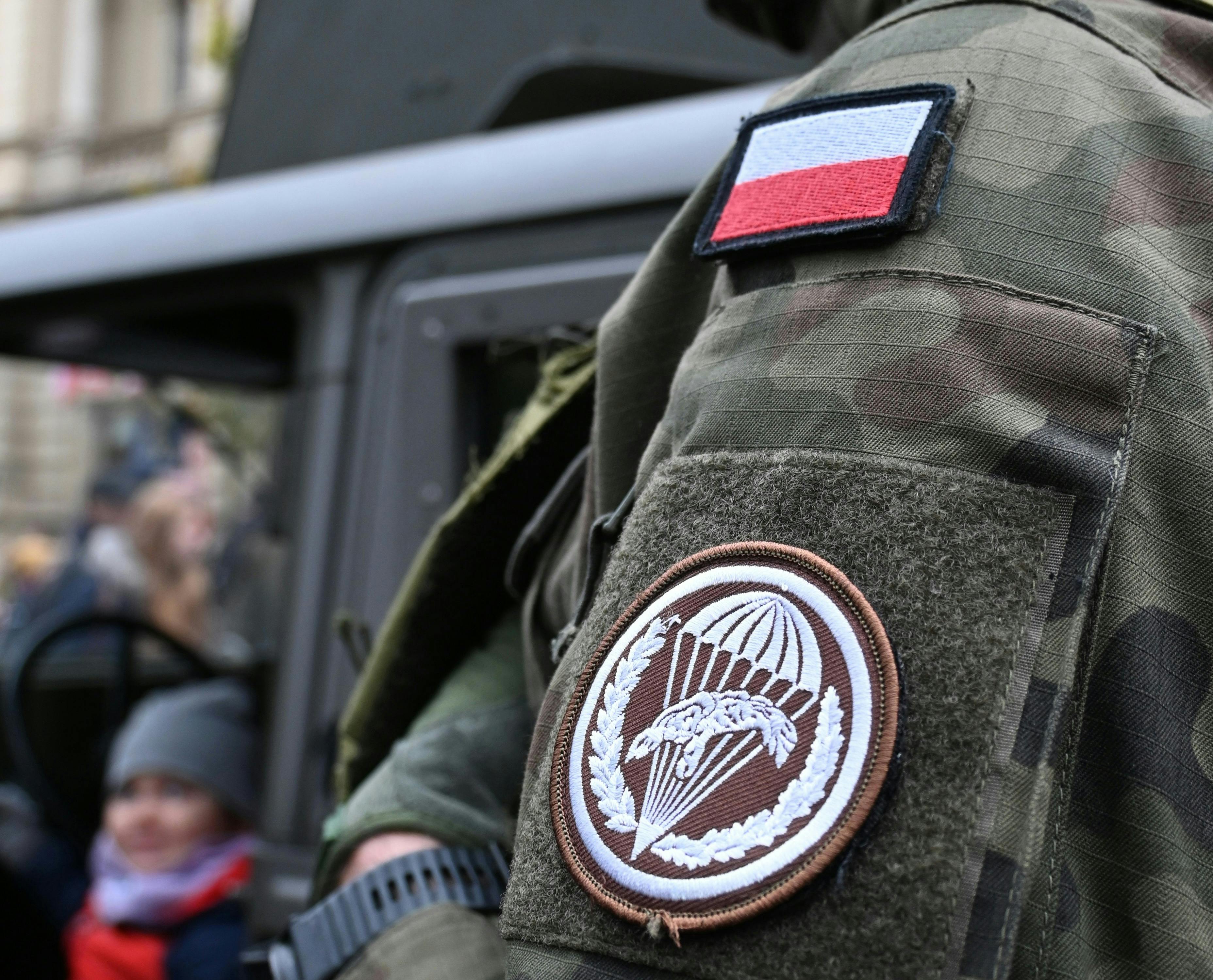 Embroidered Military Patch on a jacket sleeve Embroidered Military Patch on a jacket sleeve