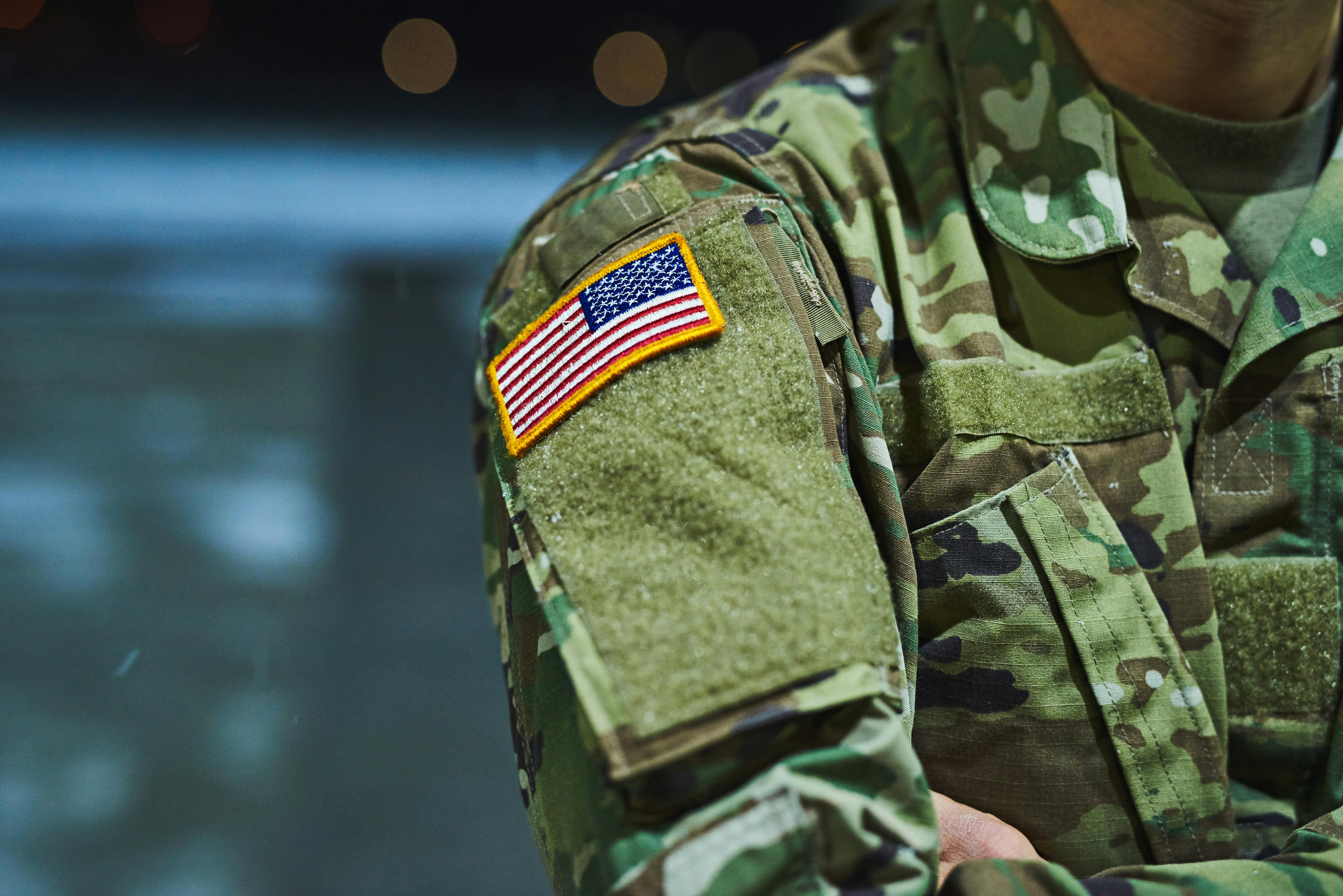  Soldier with an American flag patch on his sleeve