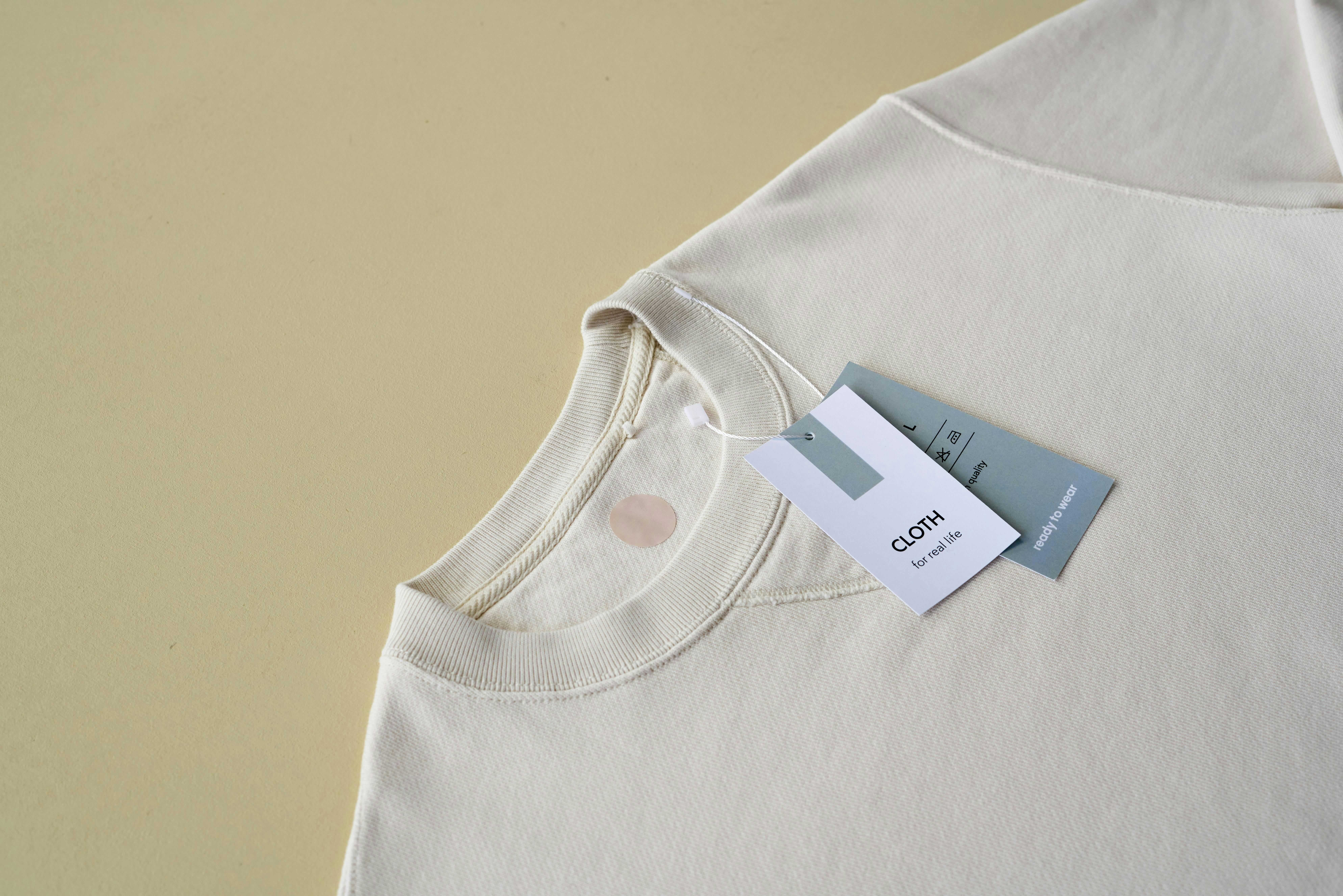  A T-shirt with a hang tag on it 