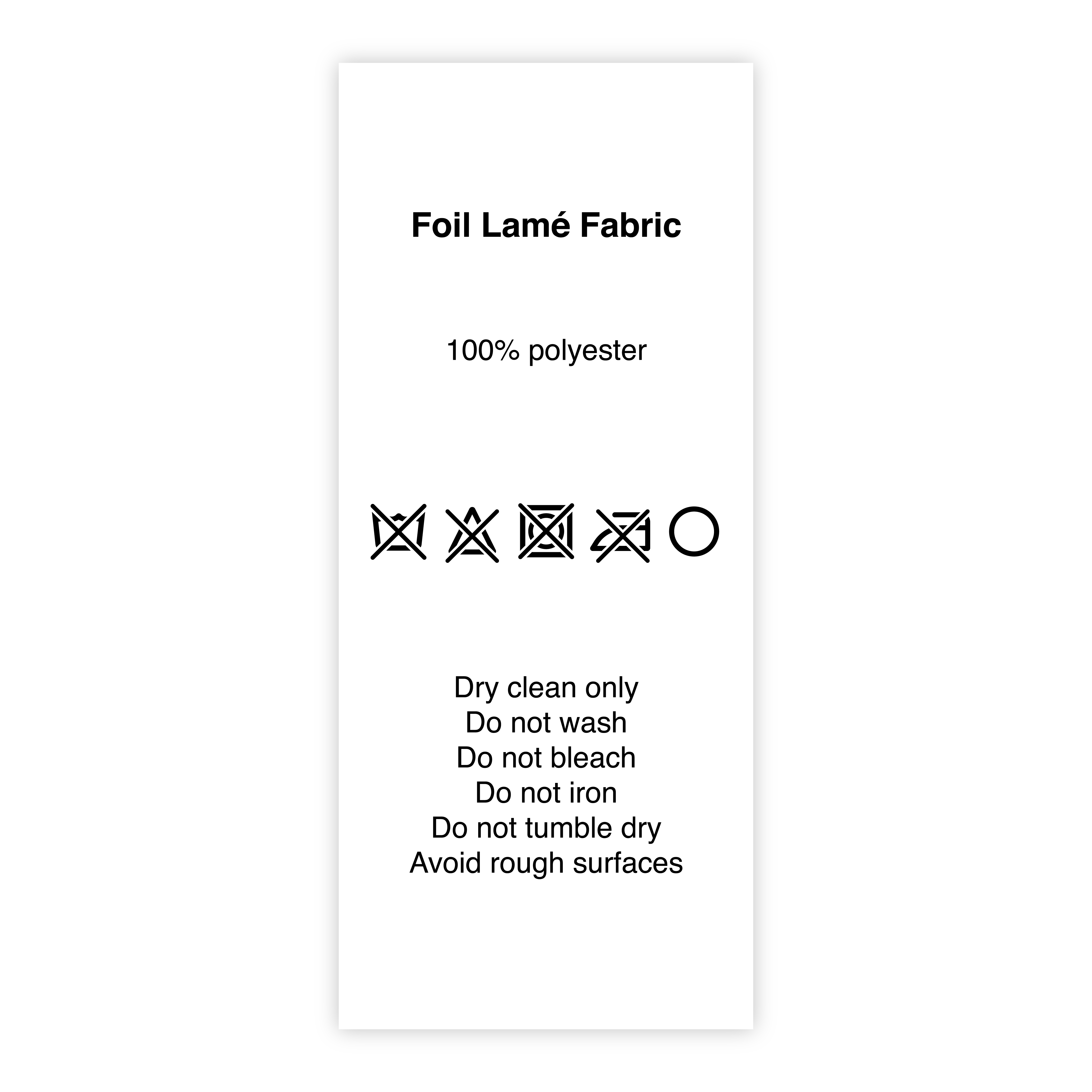  Foil Lame Fabric laundry care label