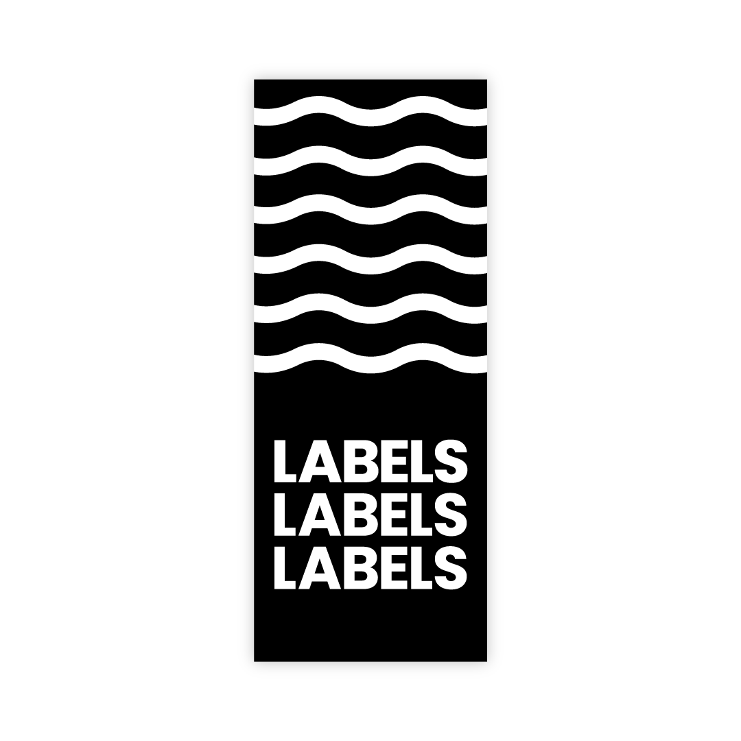  Etiqueta tejida para coser Labels, Labels, Labels con pliegue central horizontal
