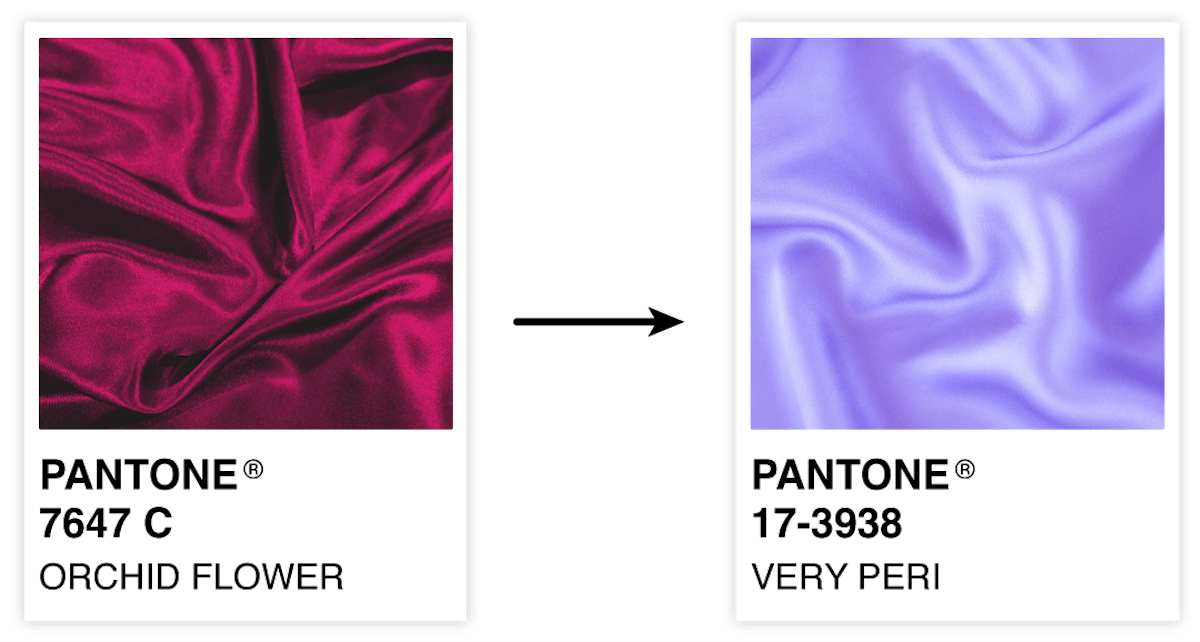  Pantone colors of 2022 in swatch card format