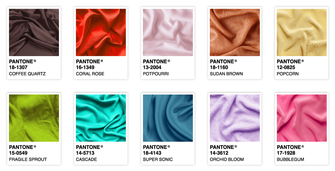  Top 10 dei colori Pantone del 2022 in formato campione