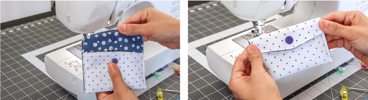  applying the snap button to a diy card holder/wallet