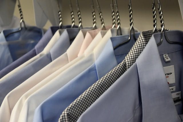  Mens dress shirts with visible clothing labels